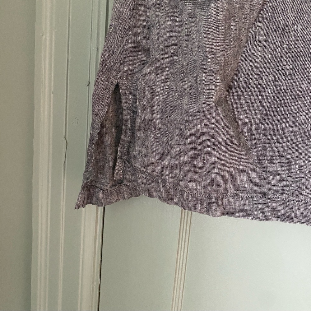 Flax sleeveless v neck tank top shirt gray salt and pepper linen side slits 1G - Picture 4 of 12